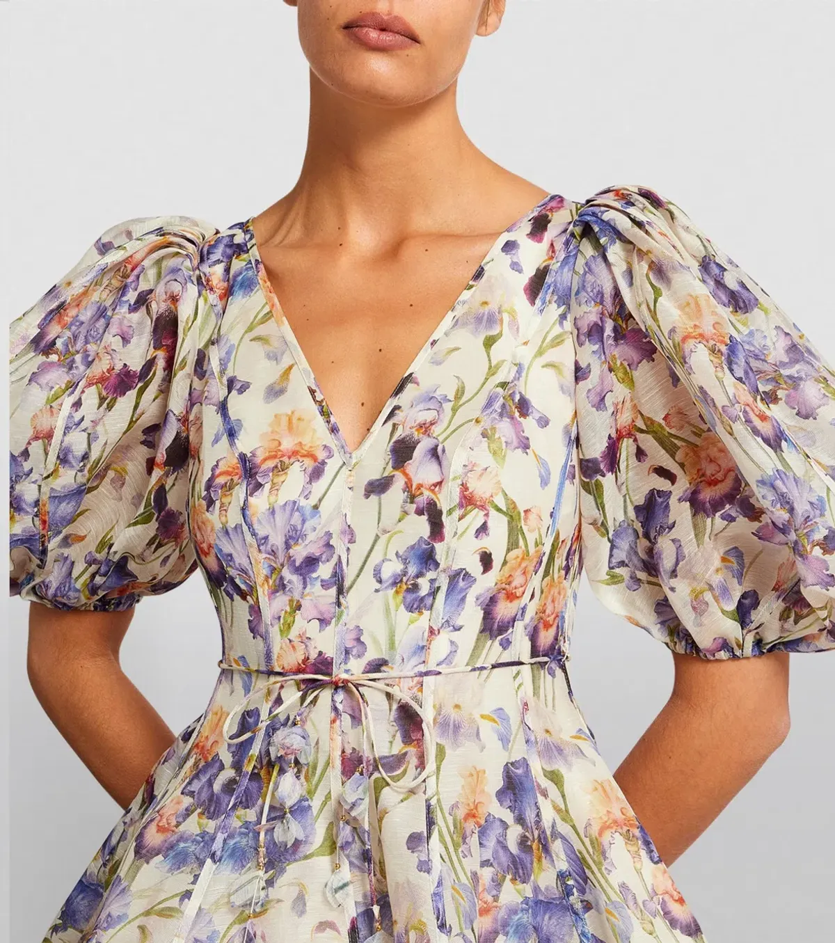 Zimmermann Tama Puff Sleeve Mini Dress in Iris Floral Size 2/AU12 - Image 4