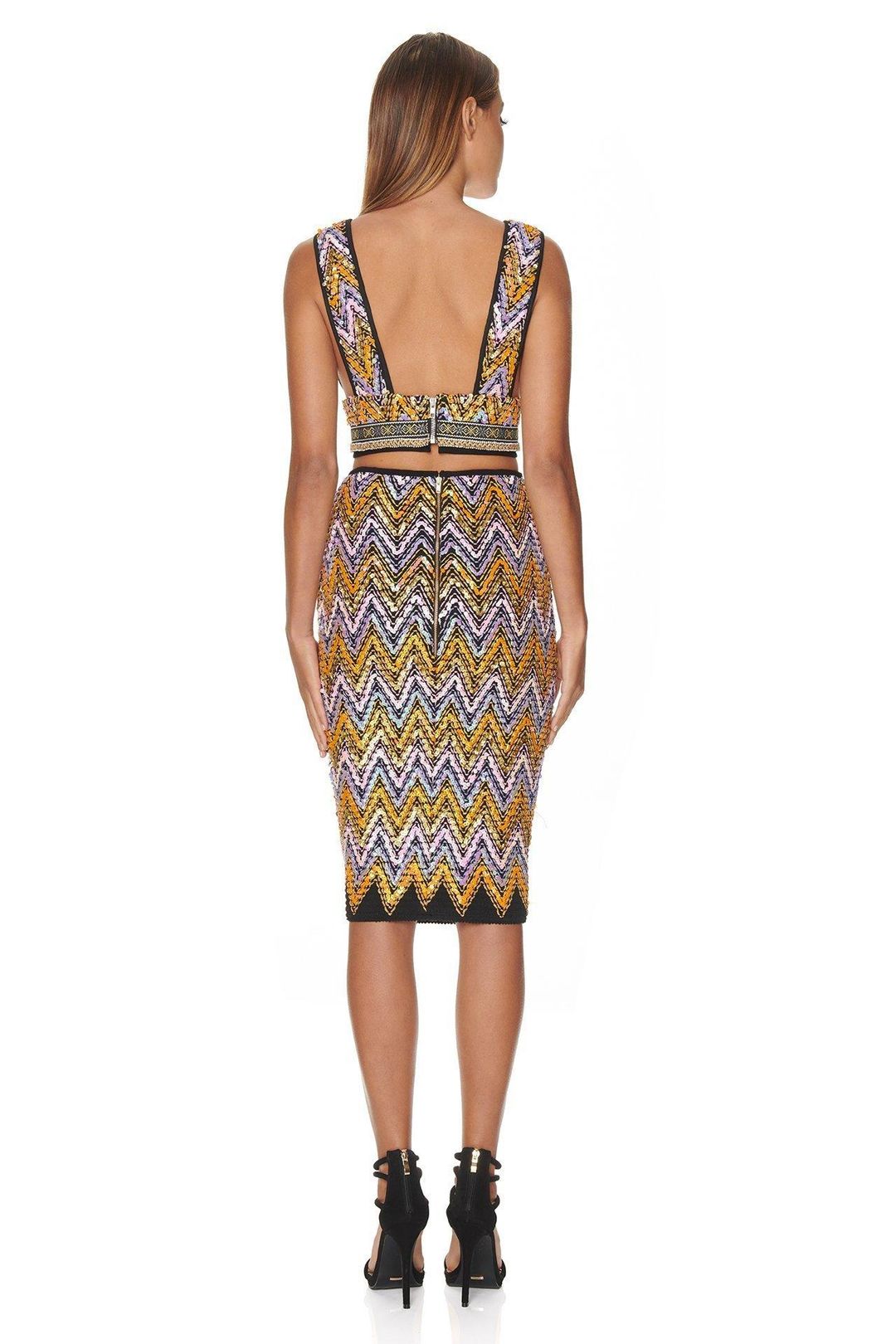 Eliya the Label Malibu Crop Top and Skirt Set Sequin Size 10 for rent on The Volte - main image