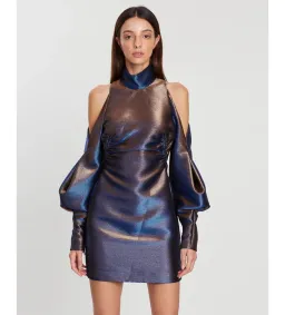 Camilla and Marc Bella Mini Dress in Metallic Cobalt Size 4 for rent on The Volte - image 4