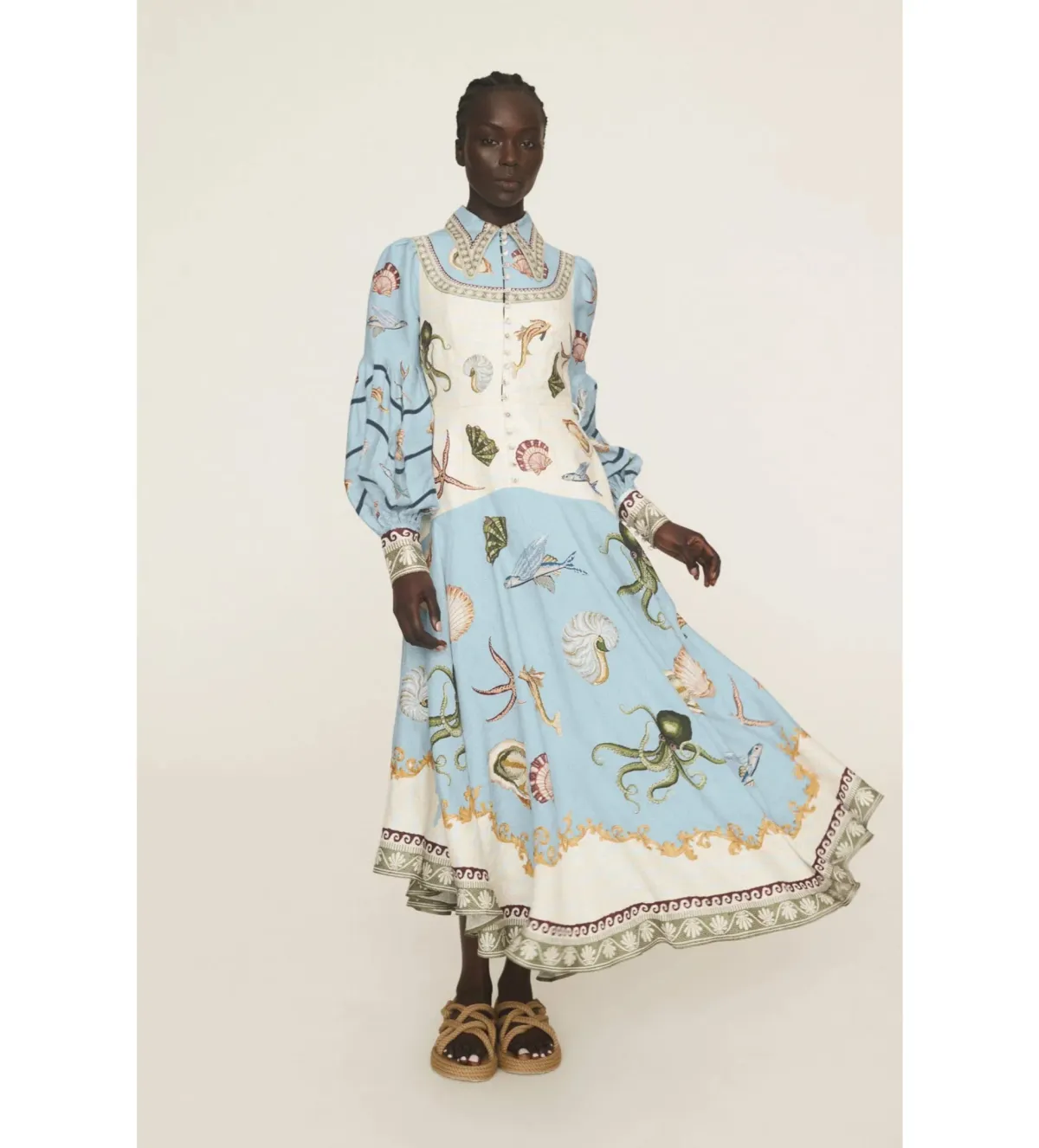 Alemais Bath House Shirt Midi Dress Print Size 16 - Image 4