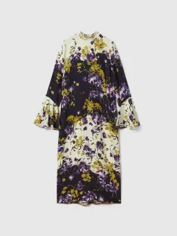 Florere Printed Fluted Cuff Midi Dress in Multi Size 10 for rent on The Volte - image 4