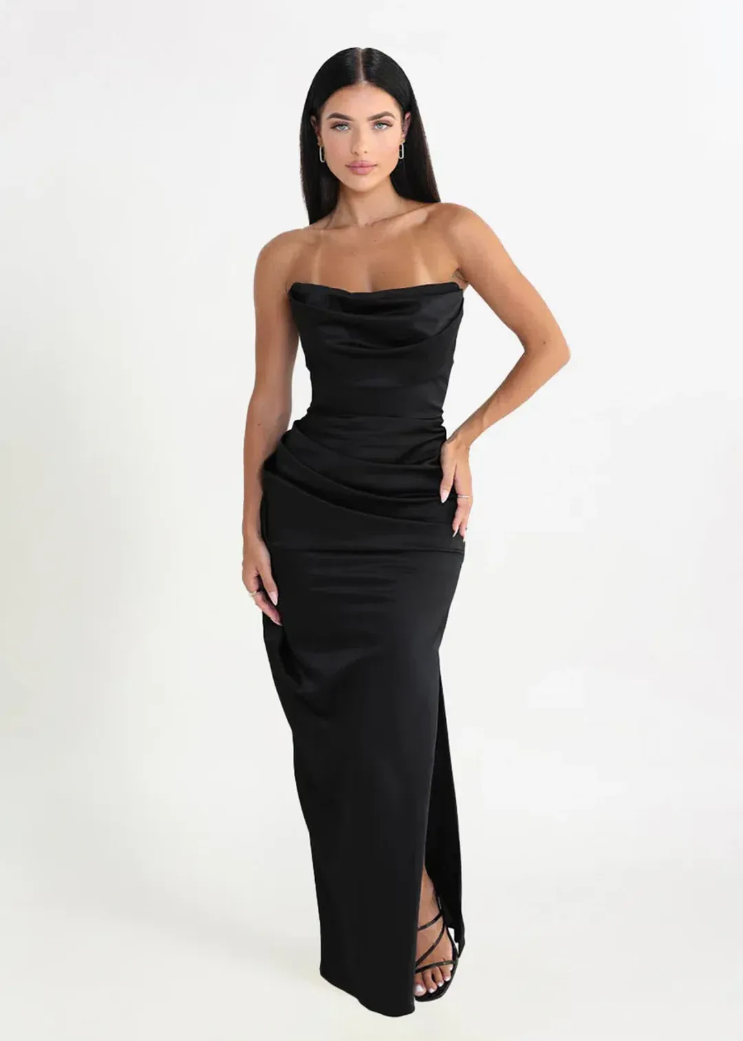 House of CB Adrienne Corset Maxi Dress in Black Size 8 for rent on The Volte - main image