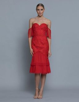 Bariano Emily Double Tier Lace Dress Red Size 8 for rent on The Volte - image 3
