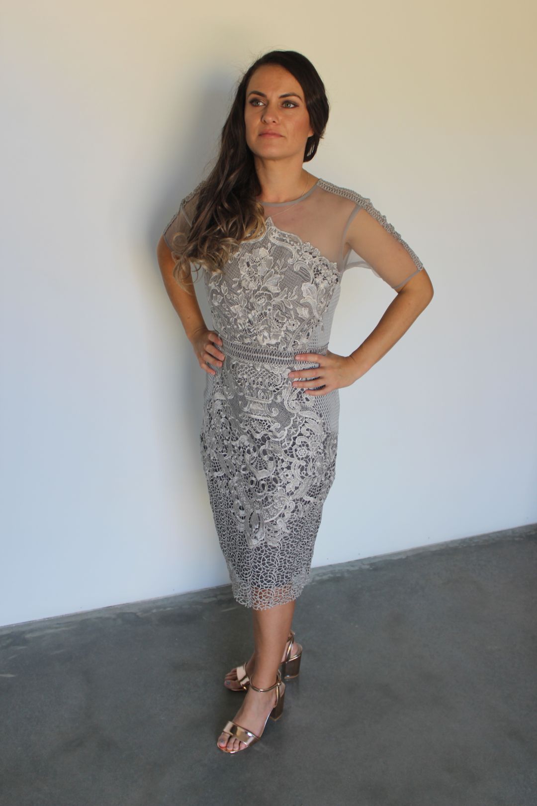 Grace and Hart - Adele Midi dress - Pewter Silver Size 12 for rent on The Volte - main image