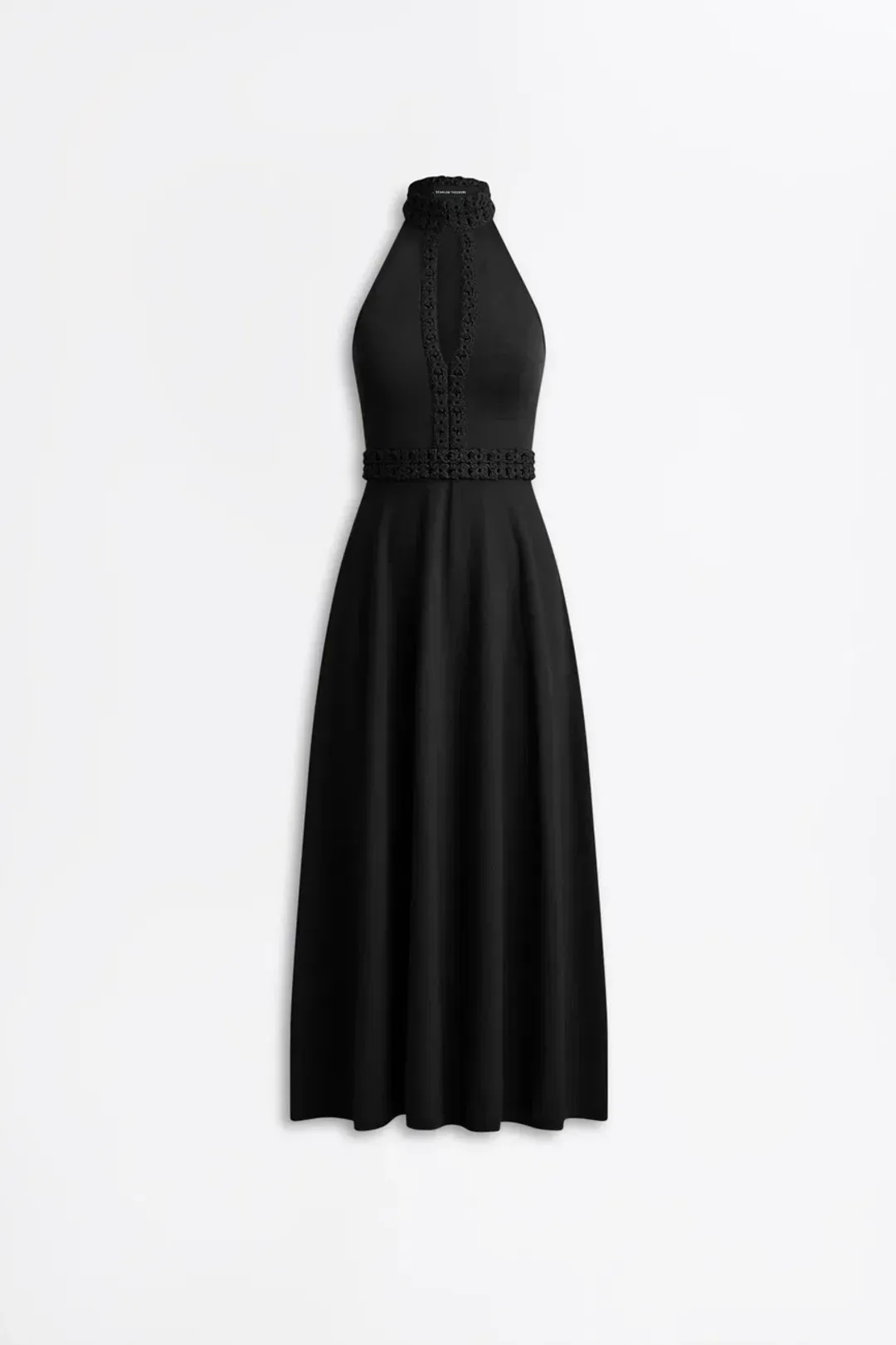 Scanlan Theodore Crepe Knit Daisy Sleeveless Midi Dress Black Size 8 for rent on The Volte - main image