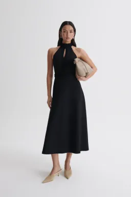 Scanlan Theodore Crepe Knit Daisy Sleeveless Midi Dress Black Size 8 for rent on The Volte - image 1
