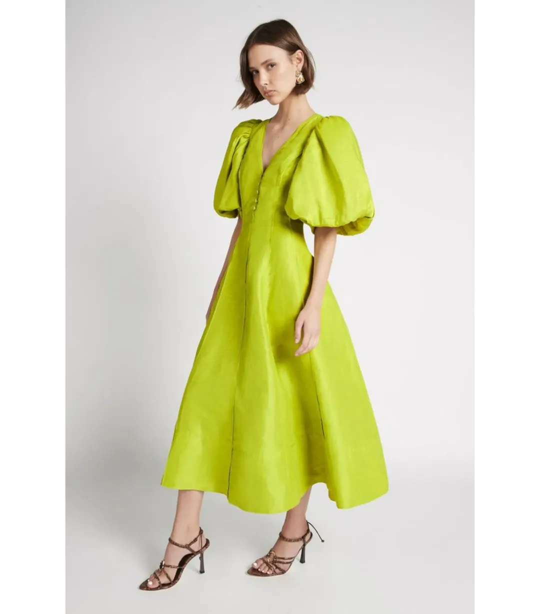 Aje Dusk Puff Sleeve Midi Dress Size AU 10 for rent on The Volte - main image