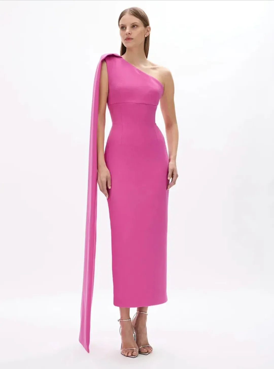 Rachel Gilbert Clara Midi Dress in Hot Pink Size 1 / AU 8 for rent on The Volte - main image