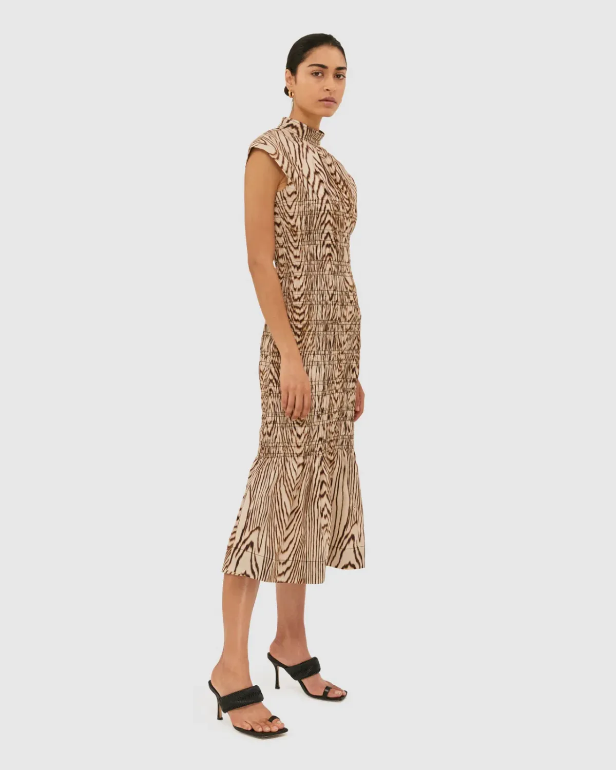 Saba Allegro Shirred Dress Brown Size AU 8 - Image 2