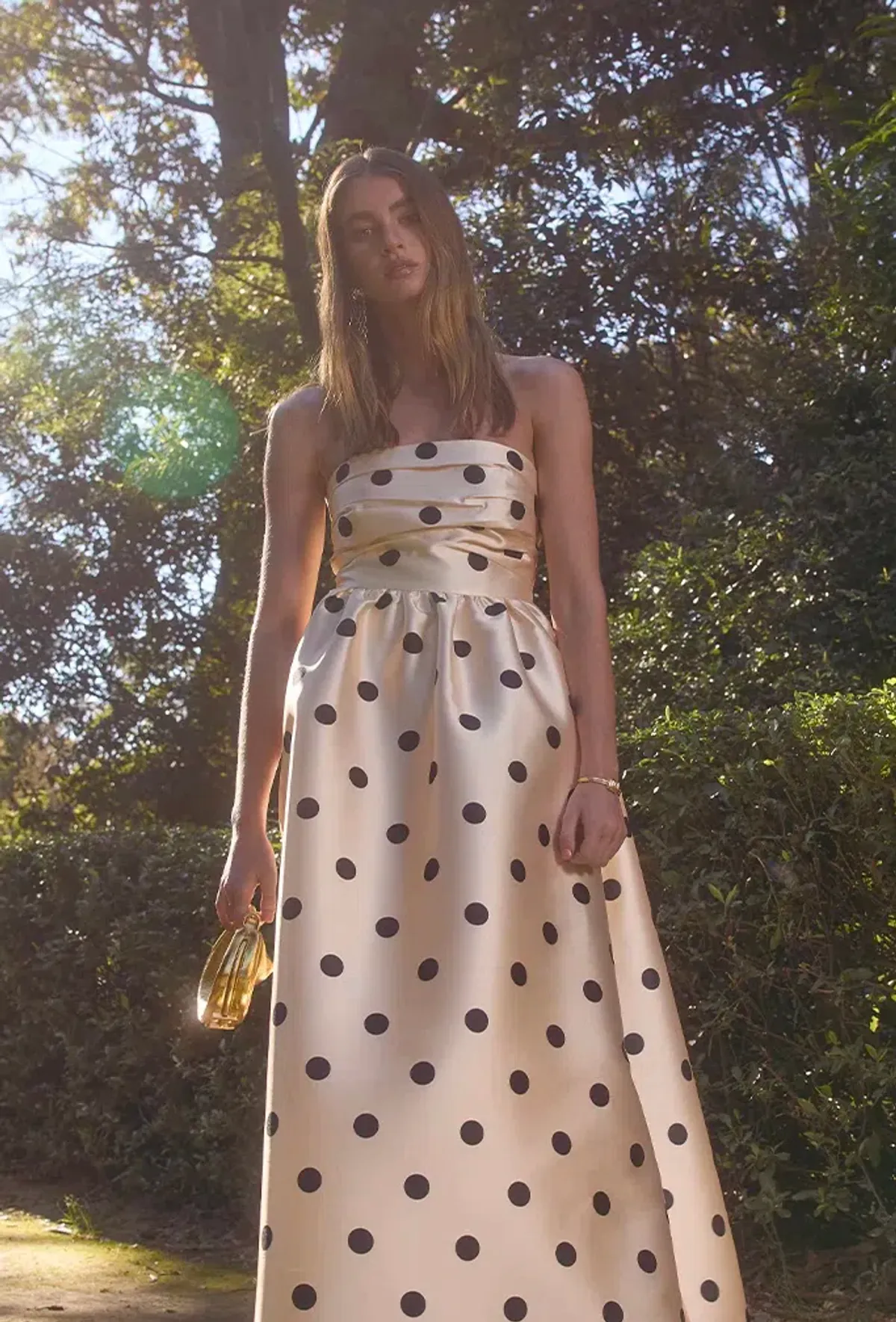 Pasduchas Dottie Strapless Midi Dress Cream Size AU 8 - Image 3