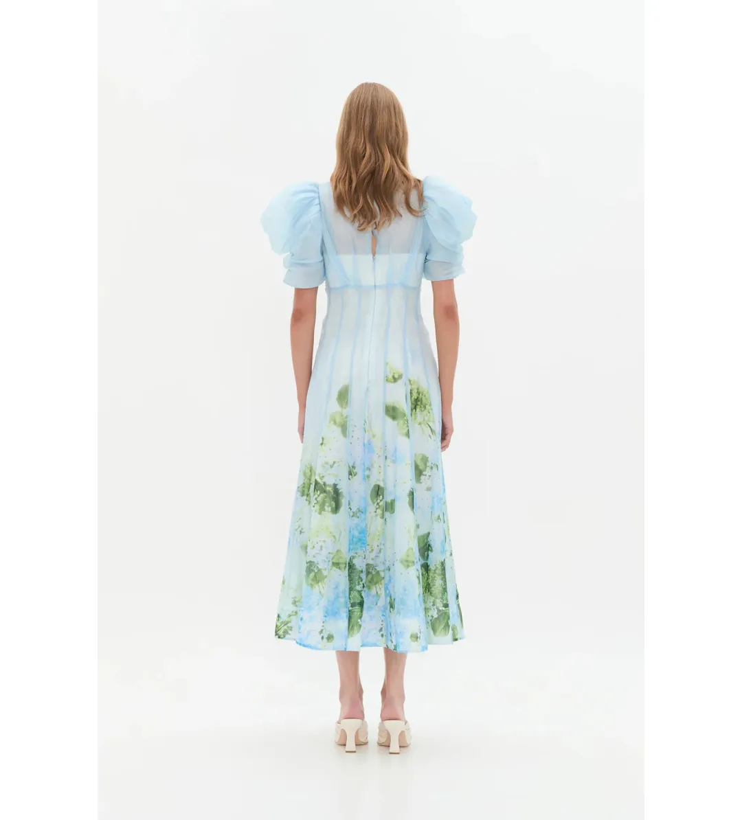 Aje Clementine Midi Dress in Blue Hydrangea Size 6 for rent on The Volte - main image