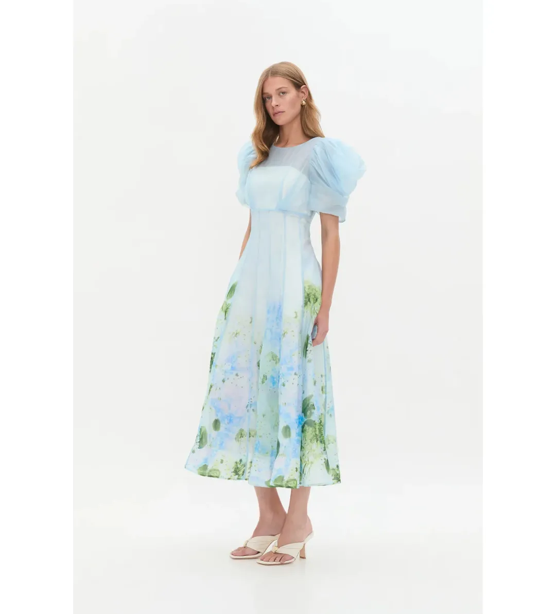 Aje Clementine Midi Dress in Blue Hydrangea Size 6 for rent on The Volte - main image