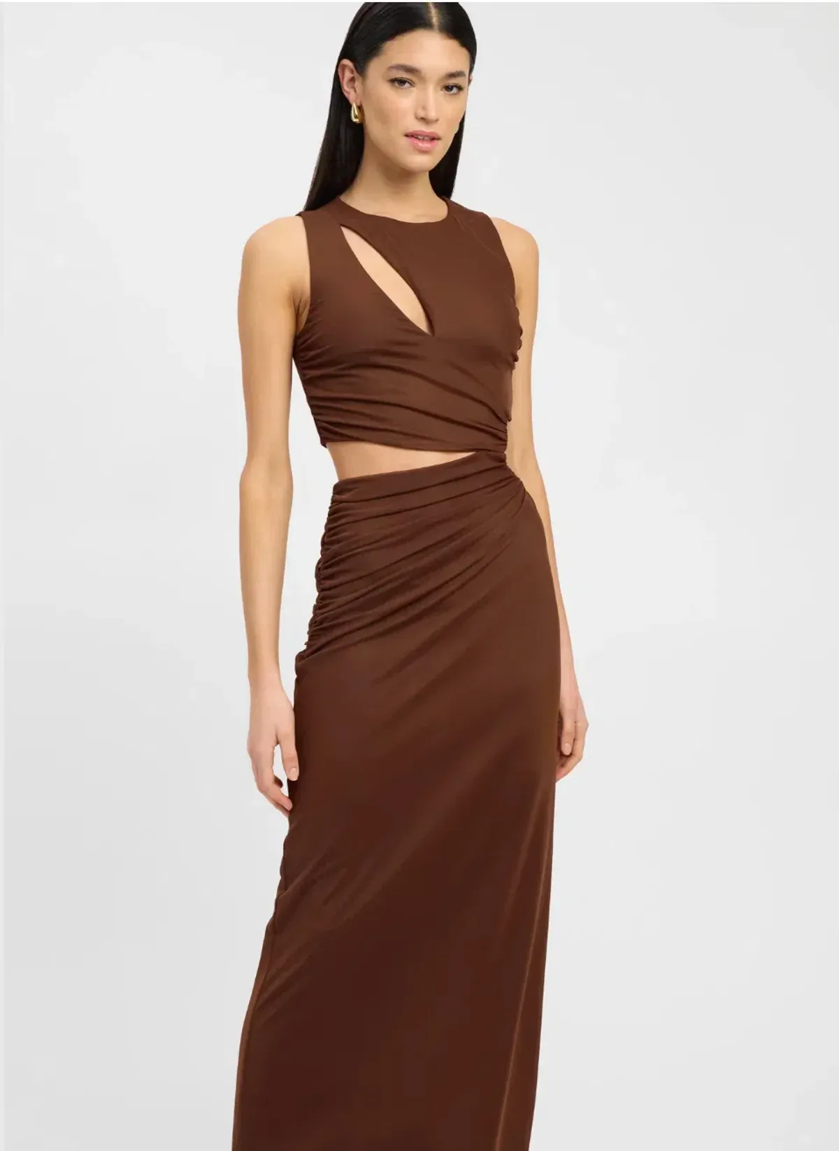 Kookai Bolt Cut Dress Brown Size 10 - Image 2