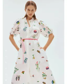 Alemais Atticus Embroidered Shirtdress White/Print Size 10 for rent on The Volte - image 3