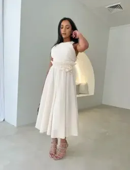 Zimmermann Pleated Picnic Midi Dress Ivory Size AU 10 for rent on The Volte - image 3