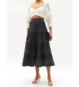 Zimmermann Tiered Plissé Voile Midi Skirt Polka Dot Size 0 AU 8 for rent on The Volte - image 2