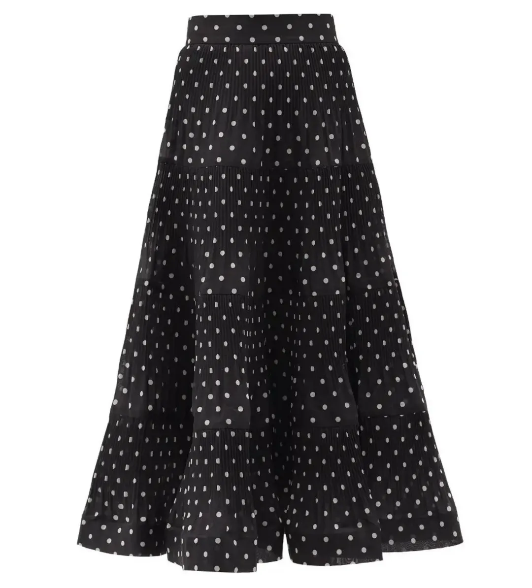 Zimmermann Tiered Plissé Voile Midi Skirt Polka Dot Size 0 AU 8 for rent on The Volte - main image