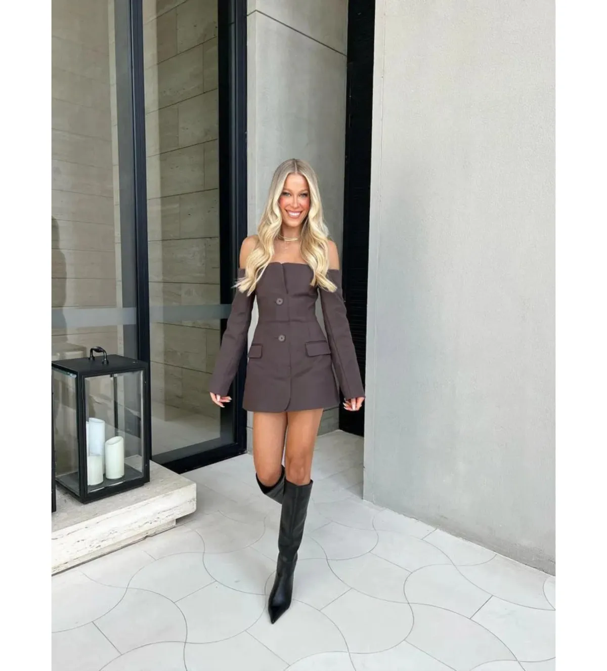 Sir the Label Sandrine Tailored Mini Dress Chocolate Size 1 AU 8 - Image 2