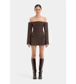 Sir the Label Sandrine Tailored Mini Dress Chocolate Size 1 AU 8 for rent on The Volte - image 1