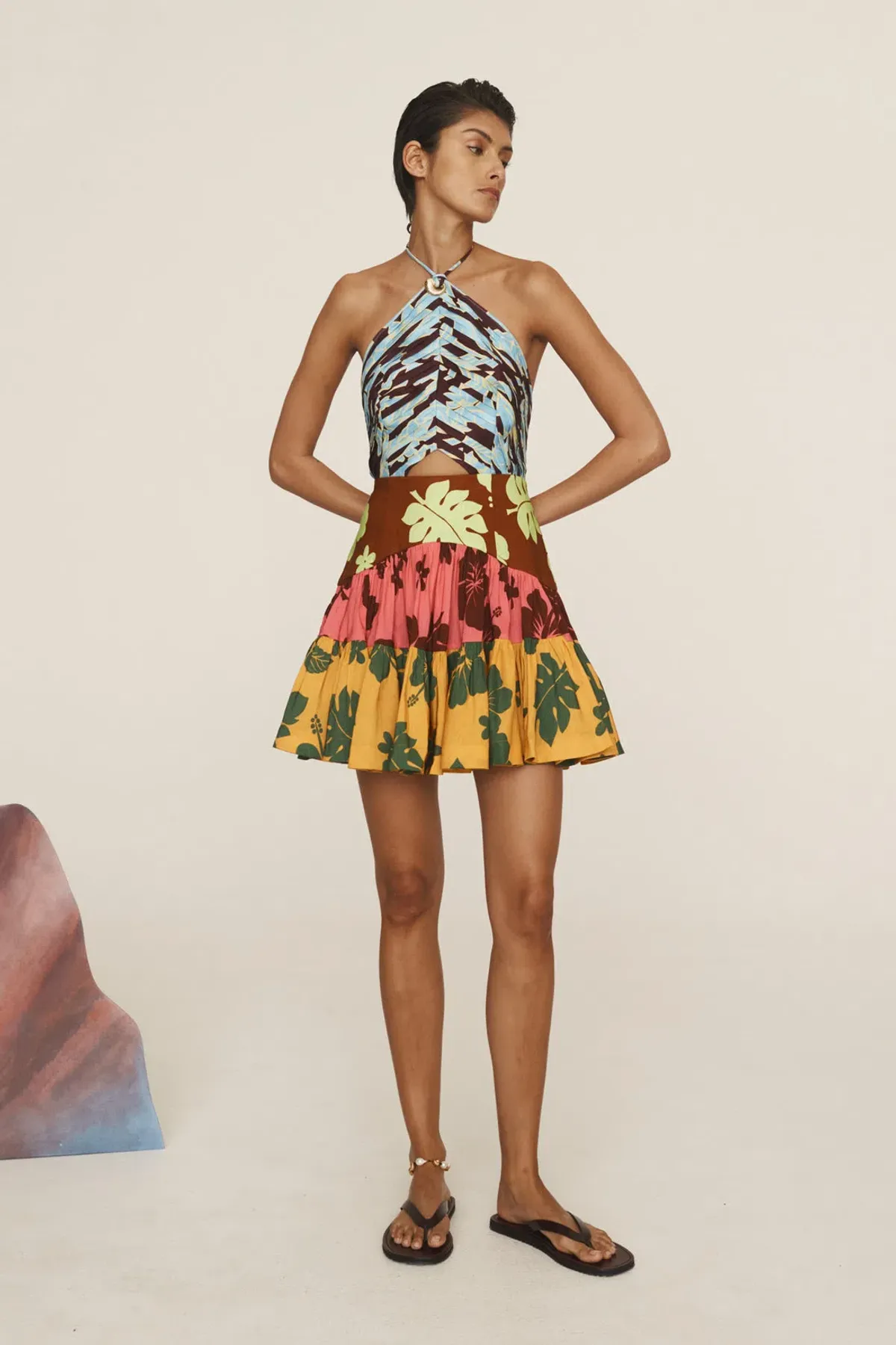 Alemais Poppy Spliced Mini Dress Multi Print Size 16 - Image 1