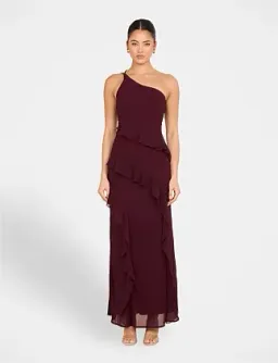 Pilgrim Dietrich One Shoulder Maxi Dress in Burgundy Size AU 14 for rent on The Volte - image 1
