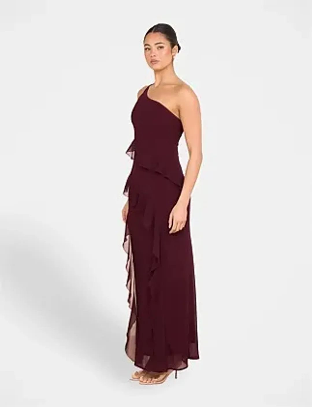 Pilgrim Dietrich One Shoulder Maxi Dress in Burgundy Size AU 14 for rent on The Volte - main image