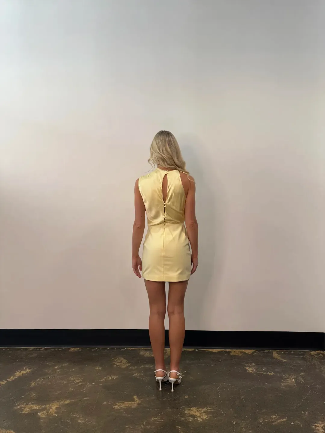 Shona Joy Dillon Cowl Mini Dress Yellow Sorbet Size 6 for rent on The Volte - main image