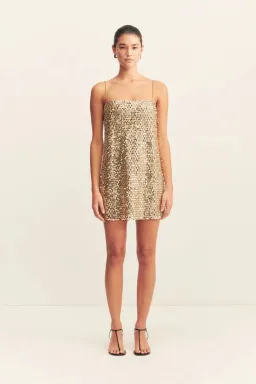 Shona Joy Bria Mini Dress in Gold Size AU 6 for rent on The Volte - image 1