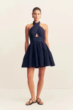 Shona Joy Celeste Halter Tiered Mini Dress in Midnight Size AU 14 for rent on The Volte - image 2