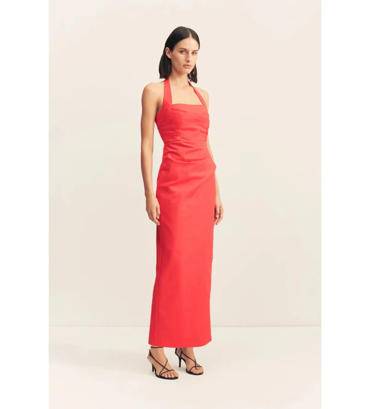 Shona Joy Lani Draped Halter Maxi Dress Chilli Size AU 14 - Image 2