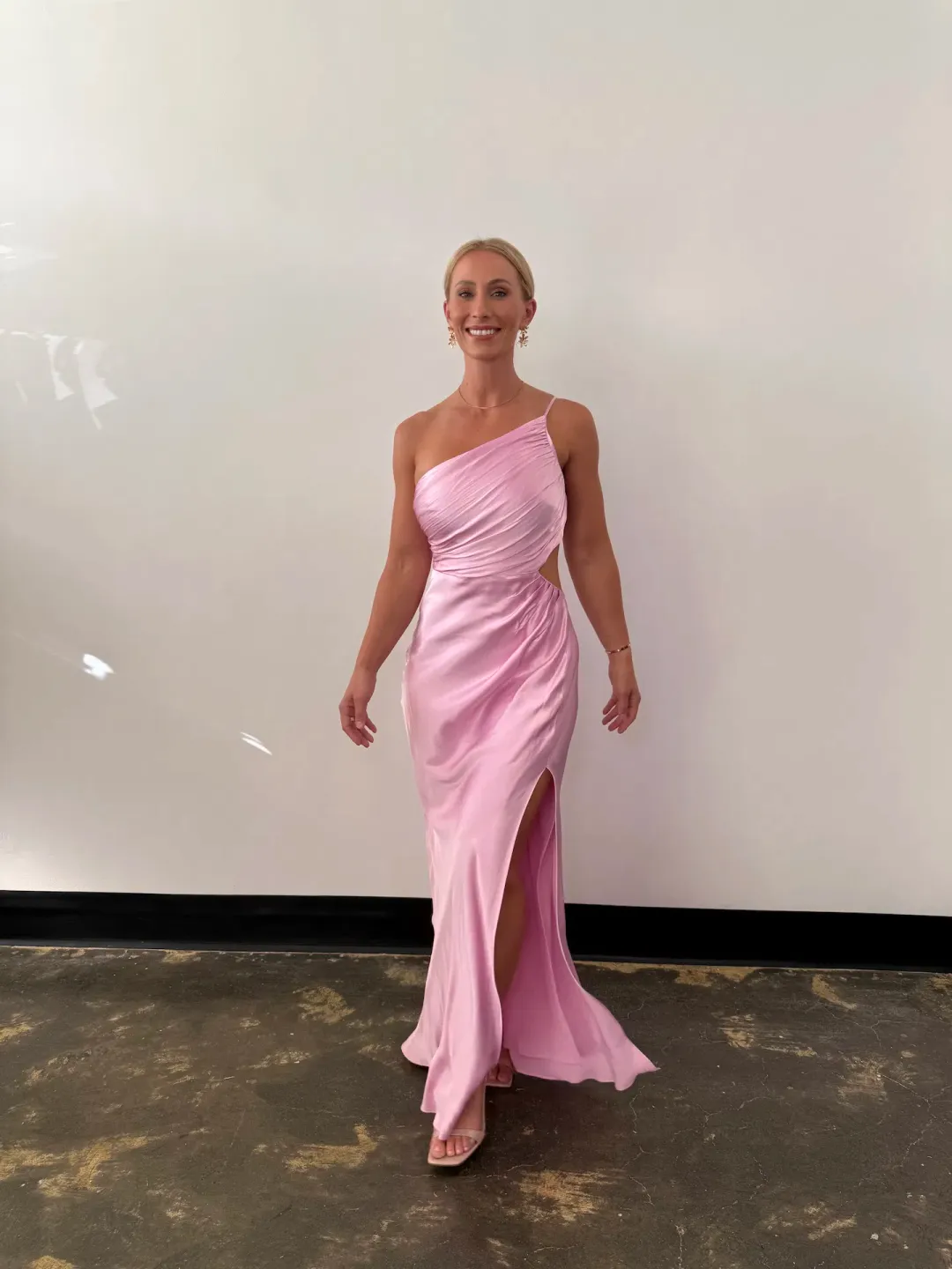 Shona Joy La Lune Asymmetrical Gathered Maxi Dress in Peony Size 14 for rent on The Volte - main image