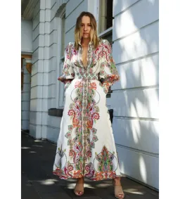 Zimmermann Ninety Six Filigree Long Sleeve Maxi Dress in Multi Paisley Size 1 / AU 10 for rent on The Volte - image 1