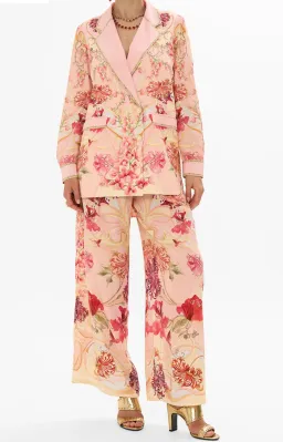 Camilla Double Breasted Soft Jacket (Size L) and Straight Leg Pants (Size XXL) Set in Blossoms and Brushstrokes for rent on The Volte - image 1