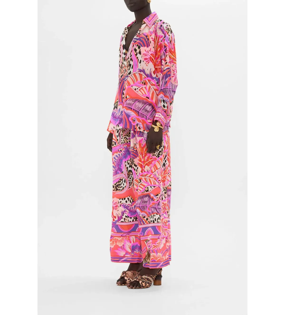 Camilla Viola Vintage Wing Collar Blouse Size XL AU 16 and Tuck Front Pant Size XXL AU 18 Set Multi Print - Image 4