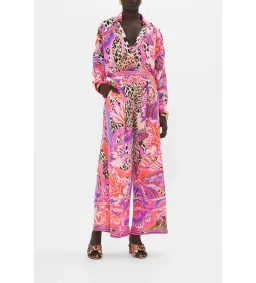 Camilla Viola Vintage Wing Collar Blouse Size XL AU 16 and Tuck Front Pant Size XXL AU 18 Set Multi Print for rent on The Volte - image 1