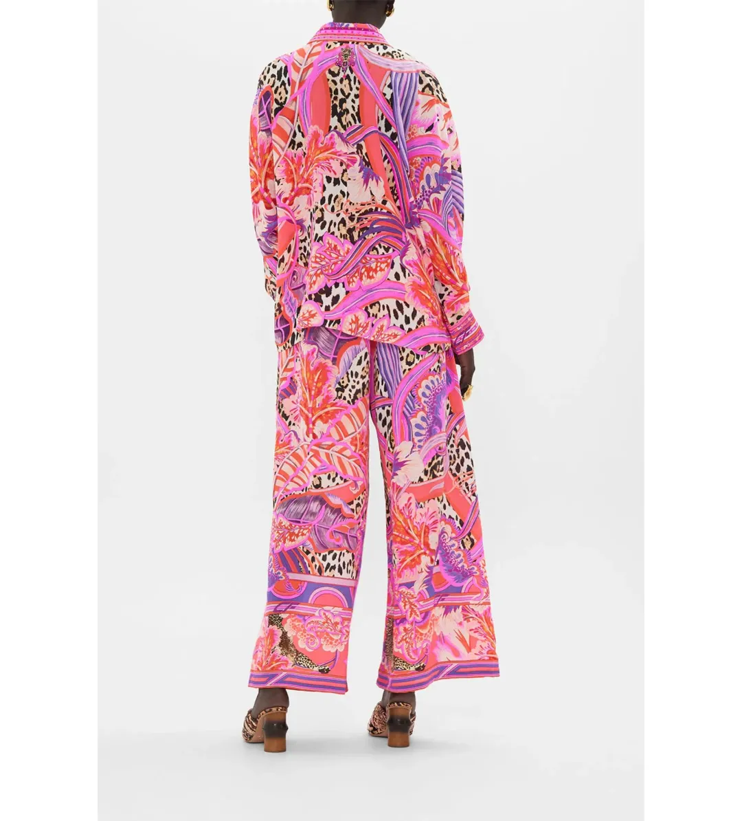 Camilla Viola Vintage Wing Collar Blouse Size XL AU 16 and Tuck Front Pant Size XXL AU 18 Set Multi Print for rent on The Volte - main image