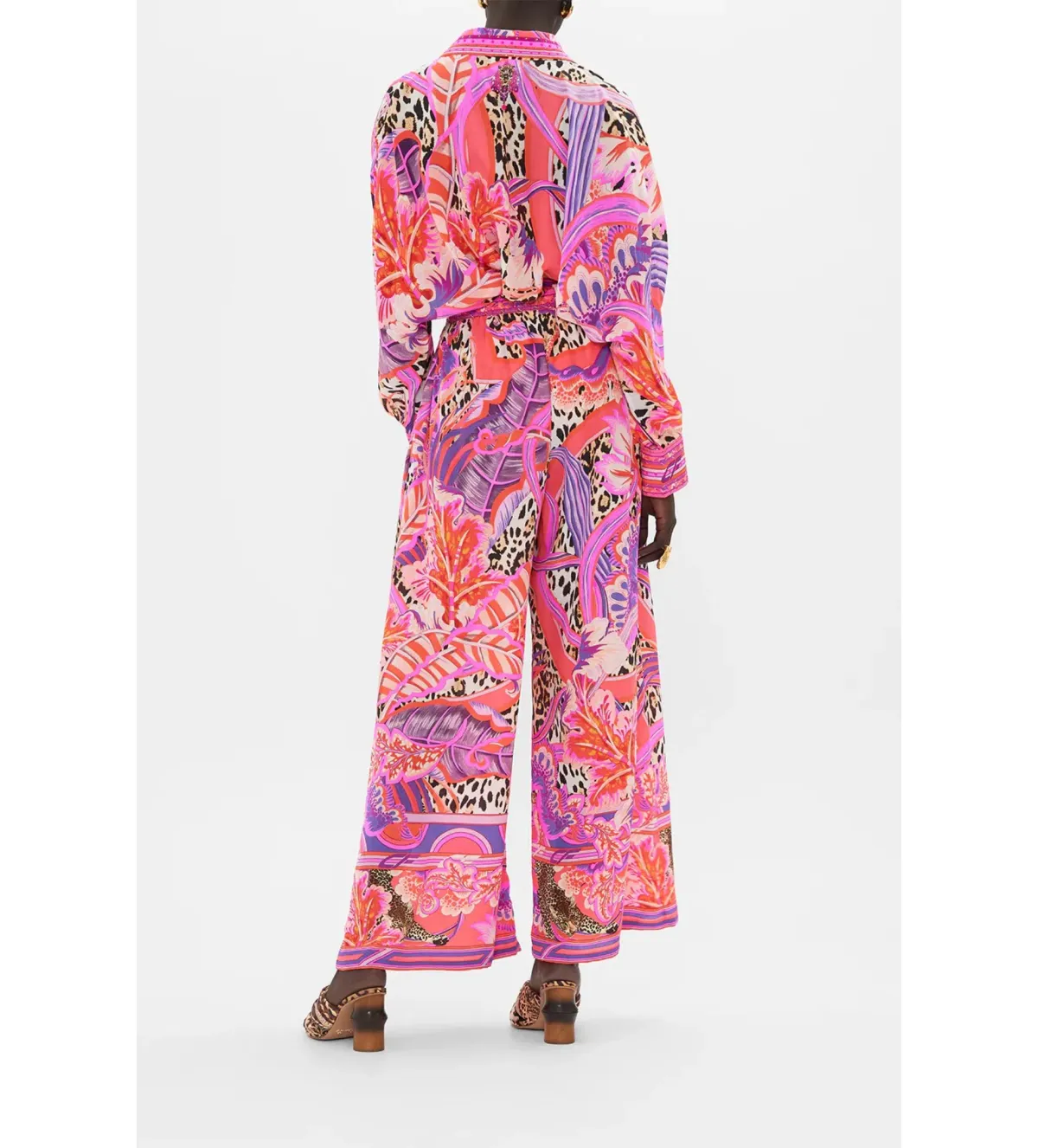 Camilla Viola Vintage Wing Collar Blouse Size XL AU 16 and Tuck Front Pant Size XXL AU 18 Set Multi Print - Image 6