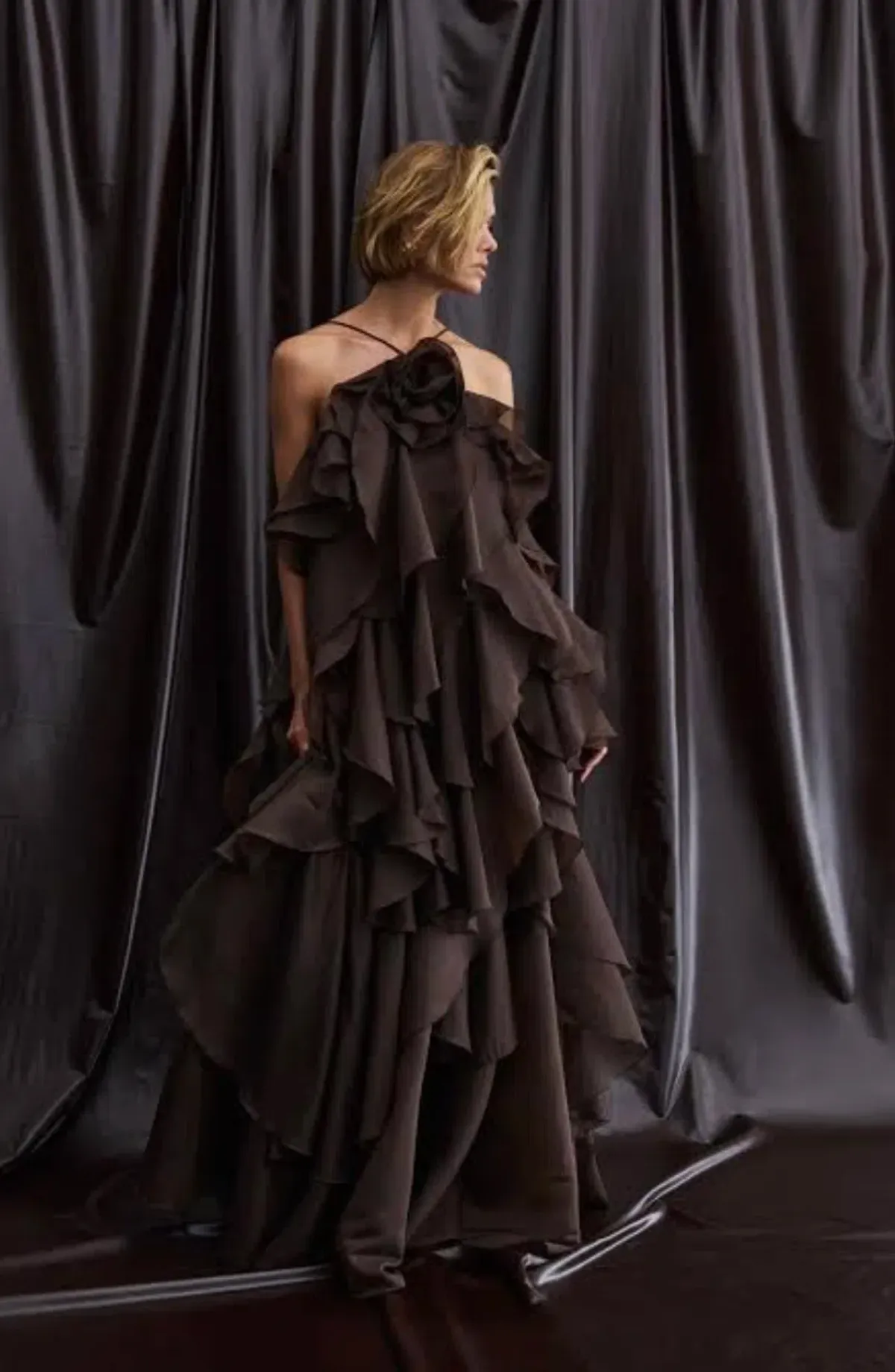 Aje Pandorea Layered Maxi Dress Carob Size 8 - Image 3