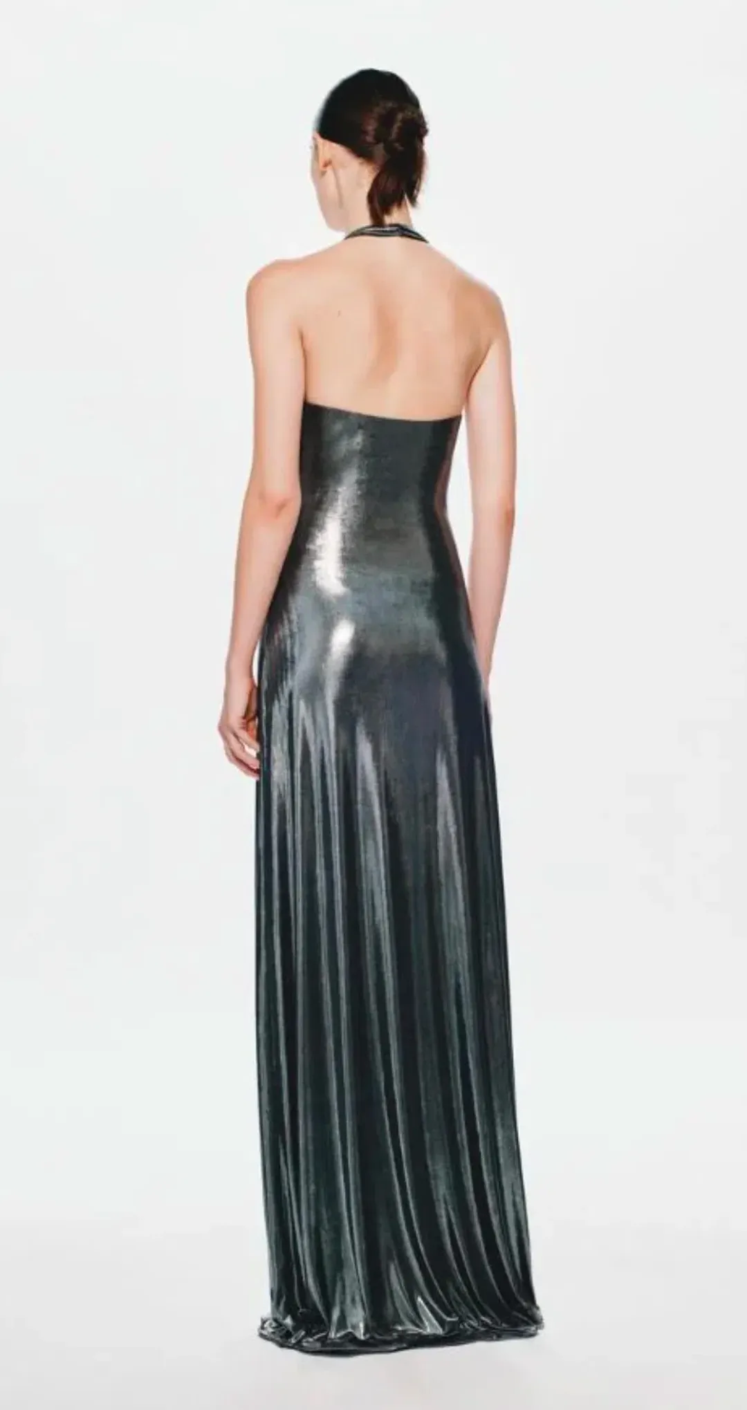 MISHA Jennifer Foil Dress Black Size 8 for rent on The Volte - main image