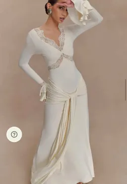 Meshki Electra Slinky Lace Maxi Dress Ivory Size 12 for rent on The Volte - image 4