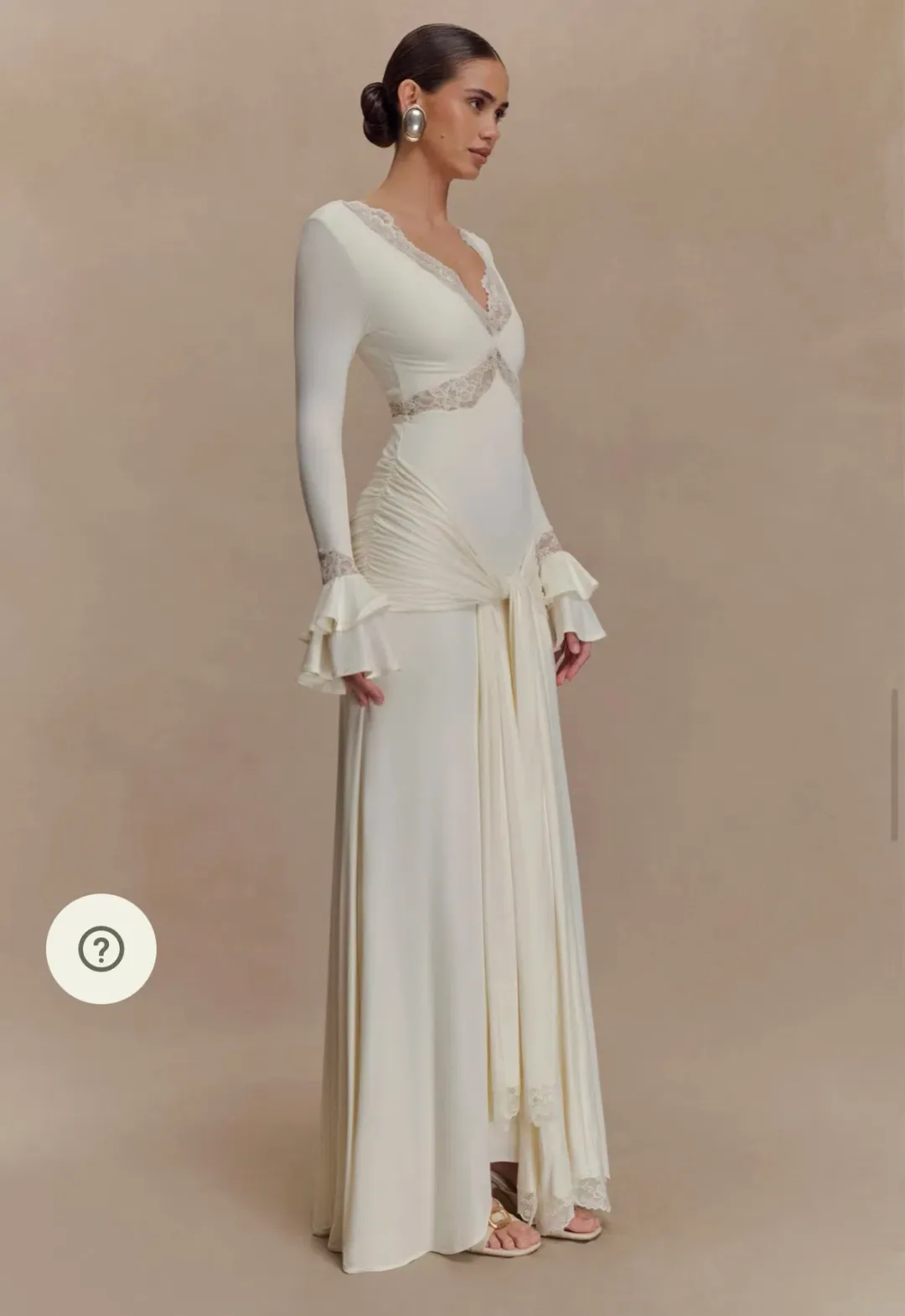 Meshki Electra Slinky Lace Maxi Dress Ivory Size 12 for rent on The Volte - main image