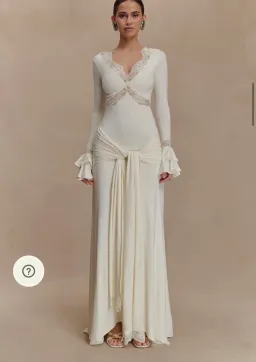 Meshki Electra Slinky Lace Maxi Dress Ivory Size 12 for rent on The Volte - image 1