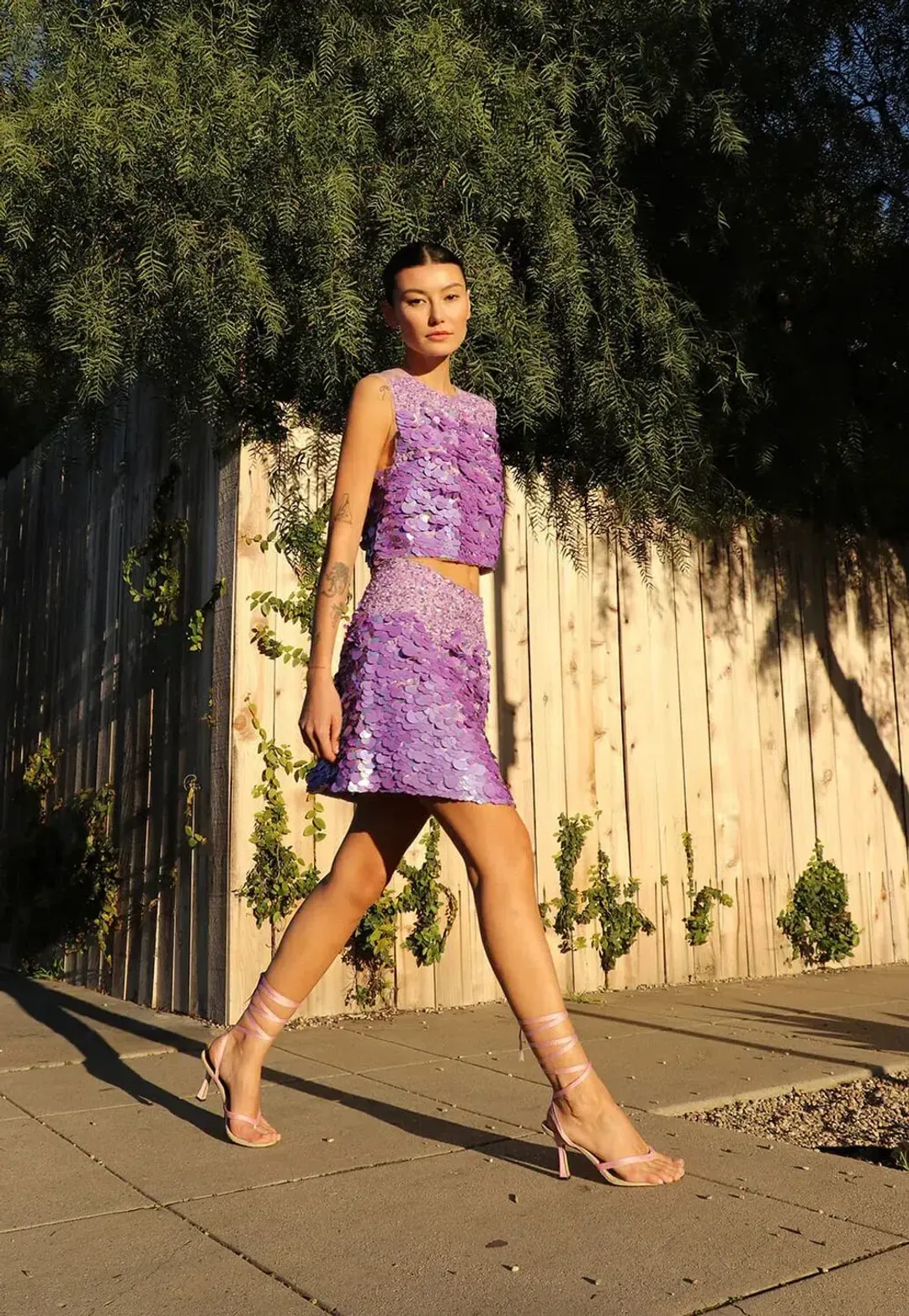 Aje Celeste Sequin Top Purple Size 8 for rent on The Volte - main image