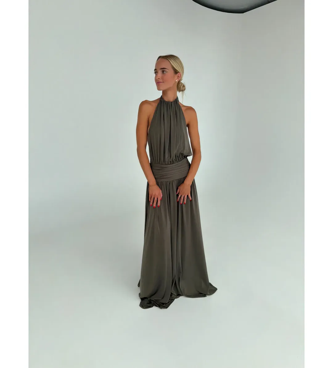 Arcina Ori Santina Maxi Dress Khaki Size XS / AU 6 for rent on The Volte - main image