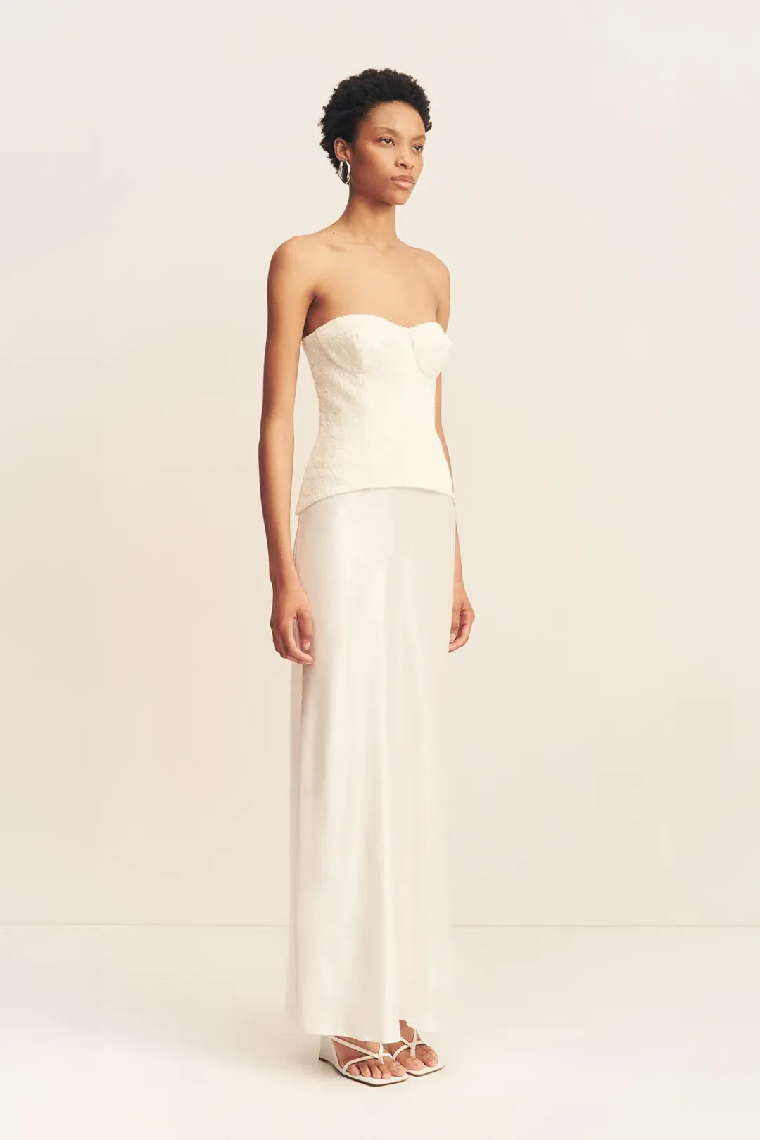 Shona Joy luminous lace strapless bustier - ivory for rent on The Volte - main image