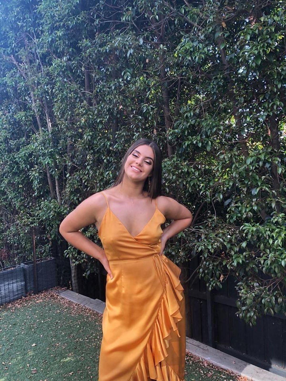 Shona Joy Oro Cocktail Wrap Midi Dress Gold Size 12 - Image 4