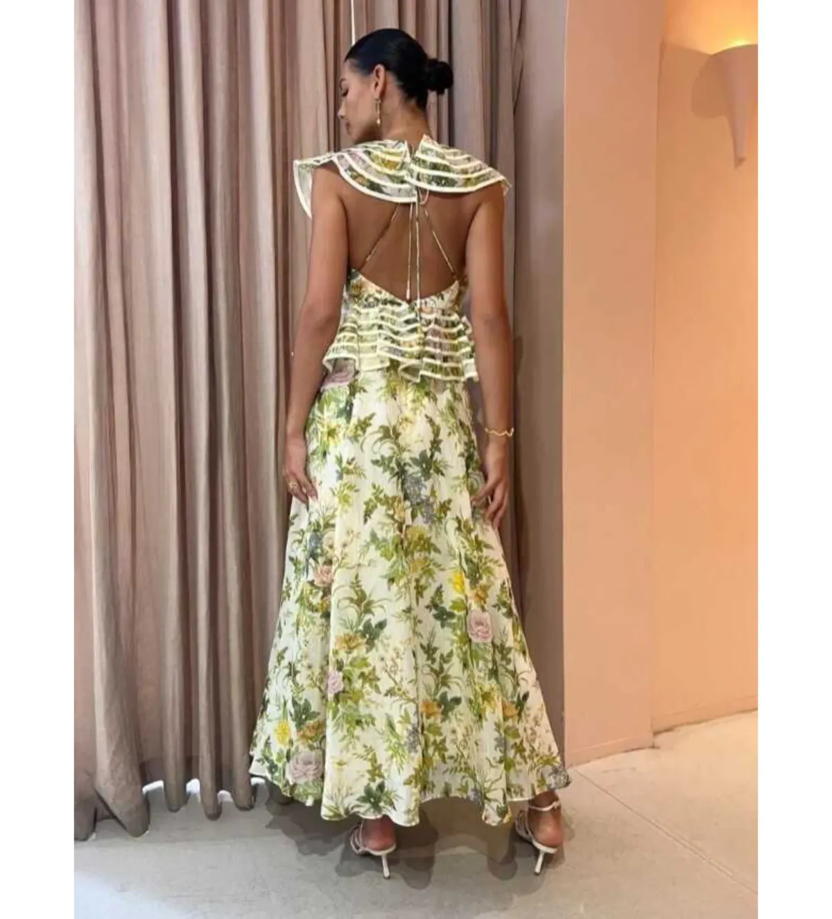 Alemais Eden Flounce Midi Dress Floral Size AU 6 - Image 3