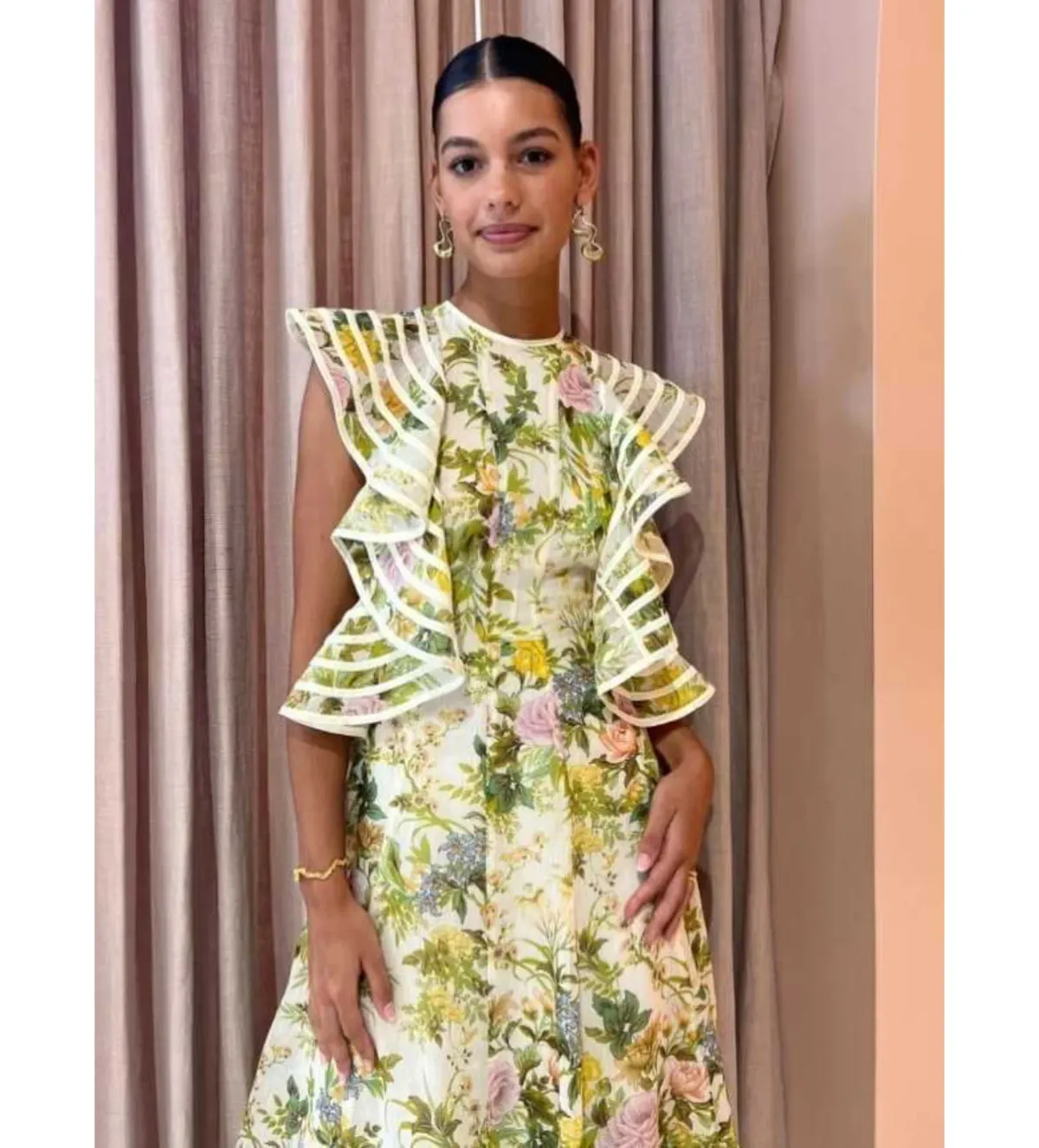 Alemais Eden Flounce Midi Dress Floral Size AU 6 - Image 2