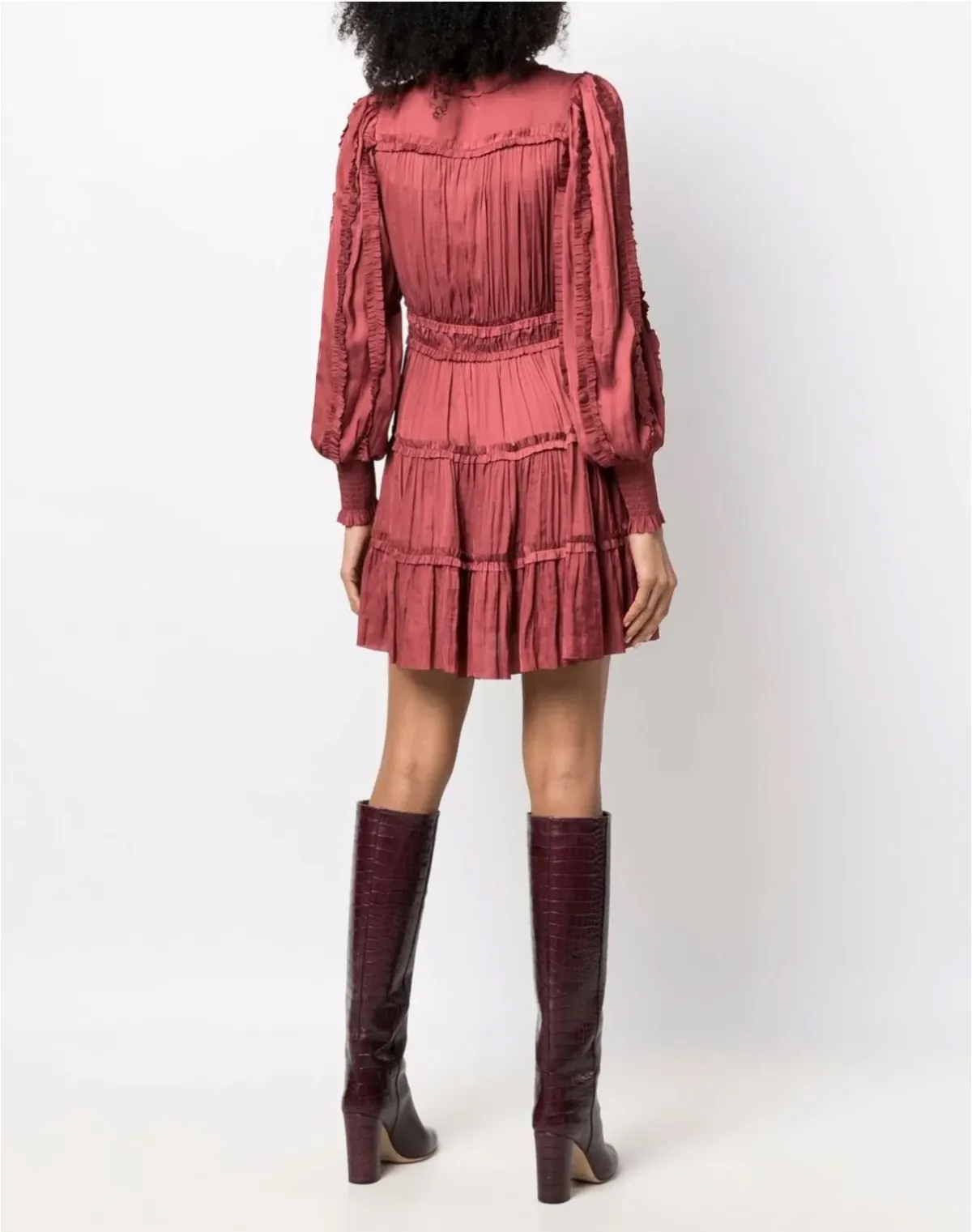 Ulla Johnson Flared V-neck Mini Dress In Dessert Rose Size US 10/ AU 14 - Image 3