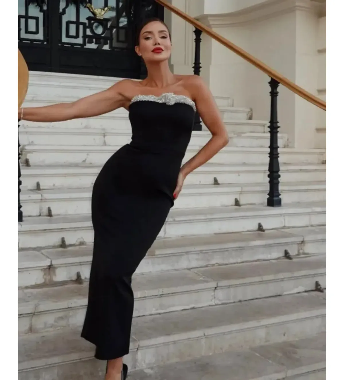 Rachel Gilbert Lorna Dress Midi Gown in Black Size 5/AU16 for rent on The Volte - main image